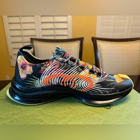 New Authentic Gucci GG Logo Floral Run Sneaker Shoes Size UK 11 / US 11.5 - Picture 7 of 16